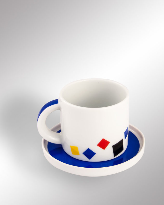 Porzellan Kaffeetasse mit Rauten-Dekor 2er-Set