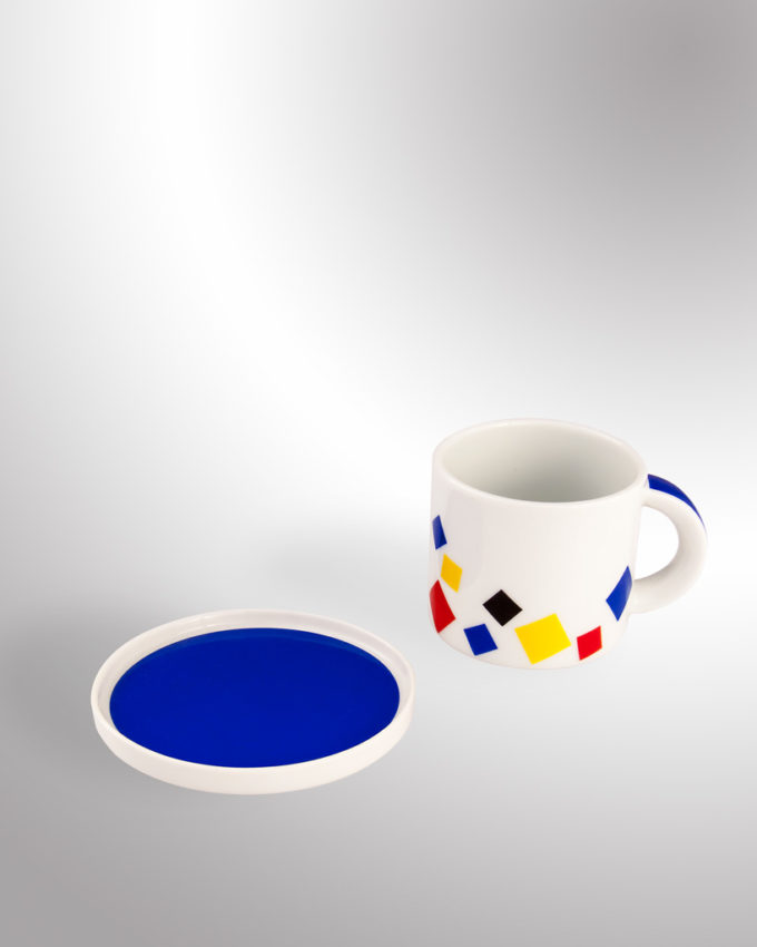 Porzellan Kaffeetasse mit Rauten-Dekor 2er-Set