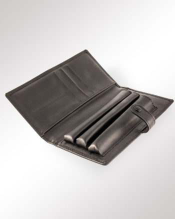 KlappEtui 3 Stifte Kunstleder schwarz (offen)