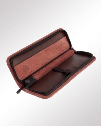 Reissverschluss-Etui 2-fach rostbraun (geöffnet)