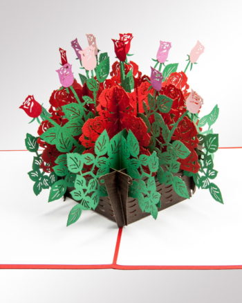 3D PopUp Klappkarte Rosenkorb